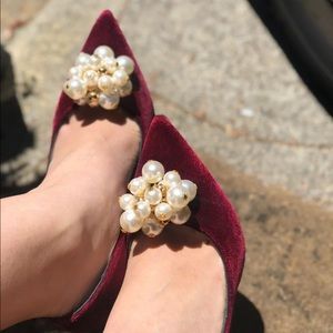 Burgundy Heels with Pearls